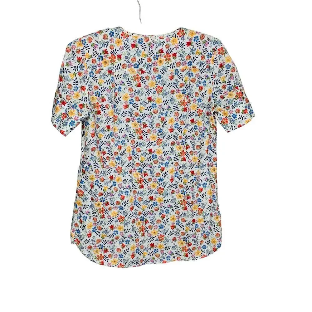 Calypso St. Barths Scandi Floral Cotton Short Sleeve Blouse Size XS